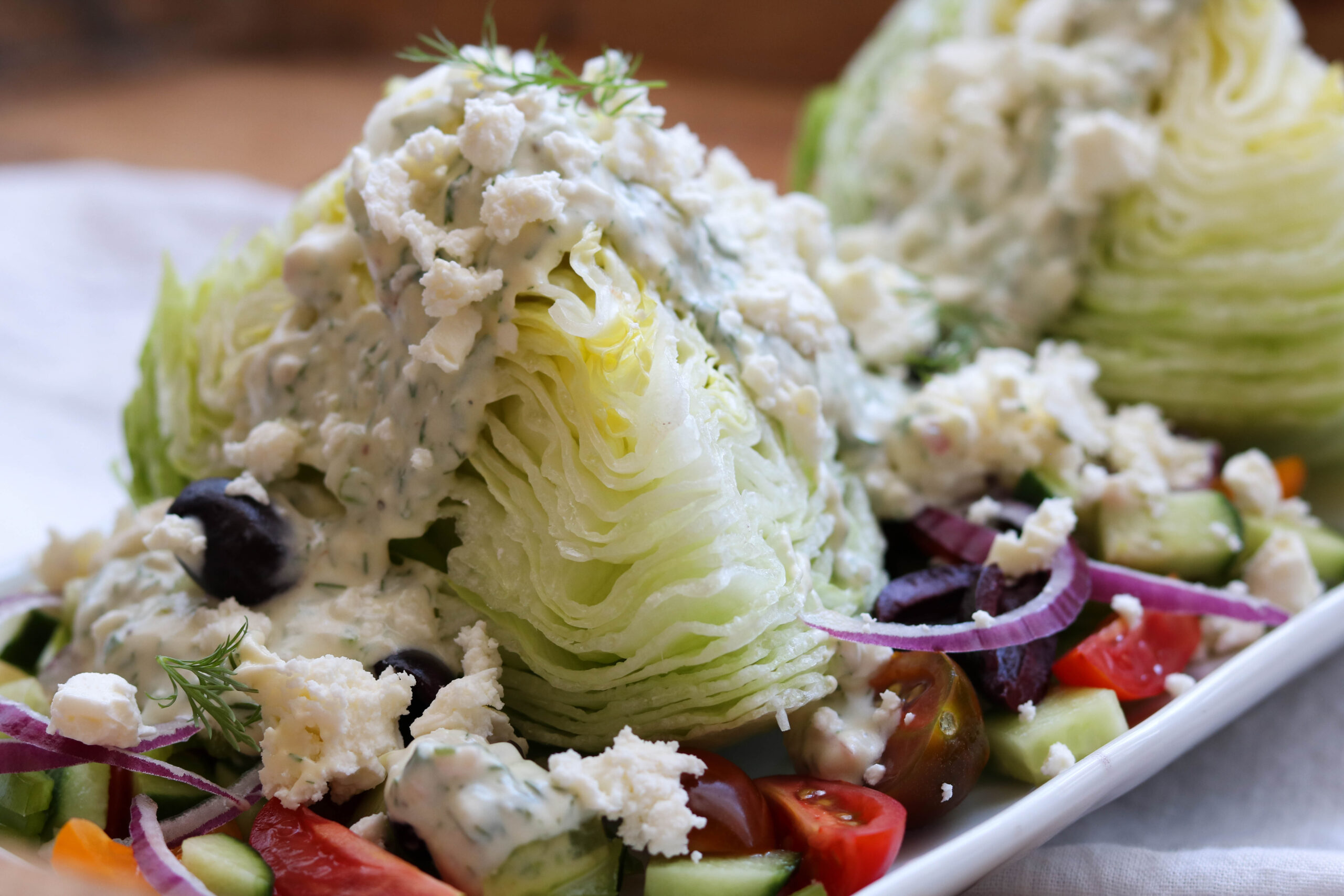 Greek Wedge Salad with Yogurt Dill Dressing
