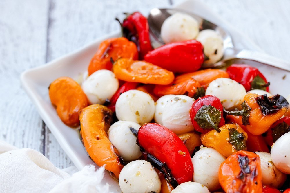 Grilled Baby Peppers and Mozzarella