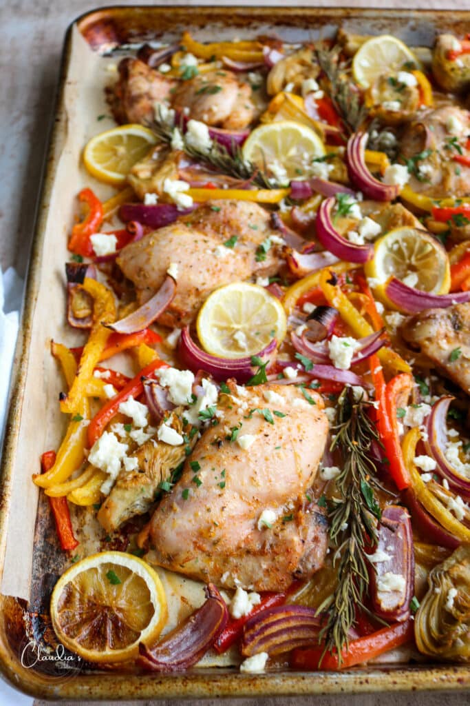 close up of artichoke chicken 