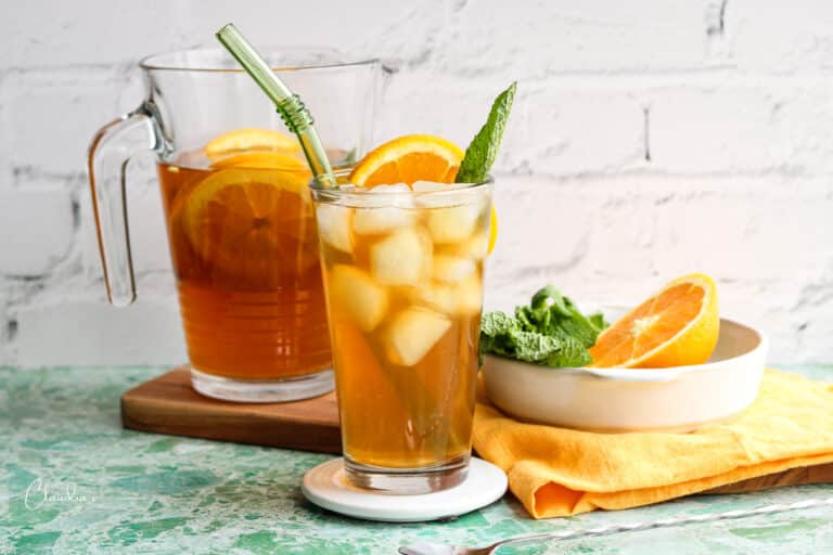 orange green tea over ice