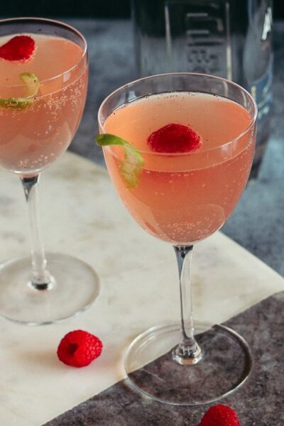 sparkling raspberry tequila cocktails horizontal