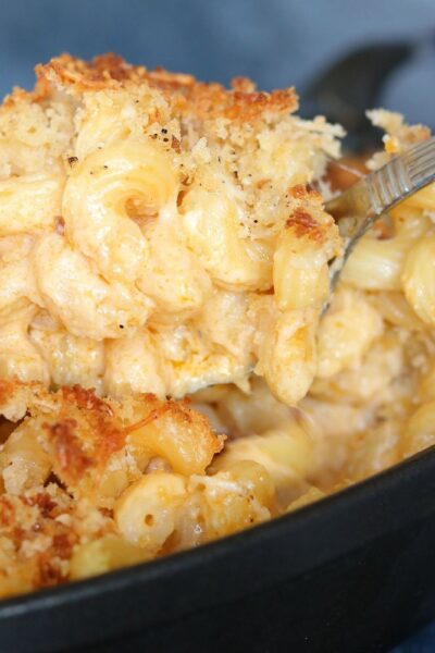 side view of chipotle in adobo macaroni and cheese