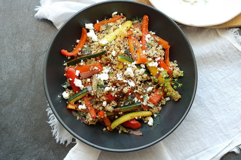 Roasted Vegetable Quinoa with Feta