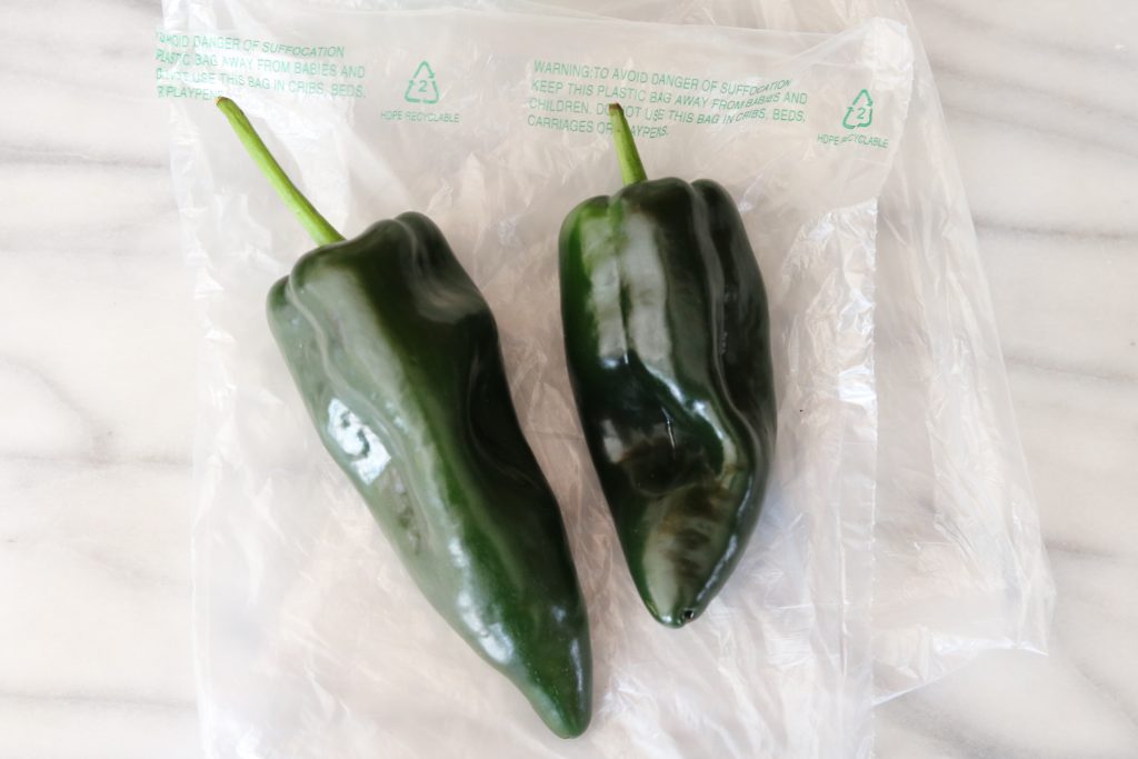 poblano peppers on bag