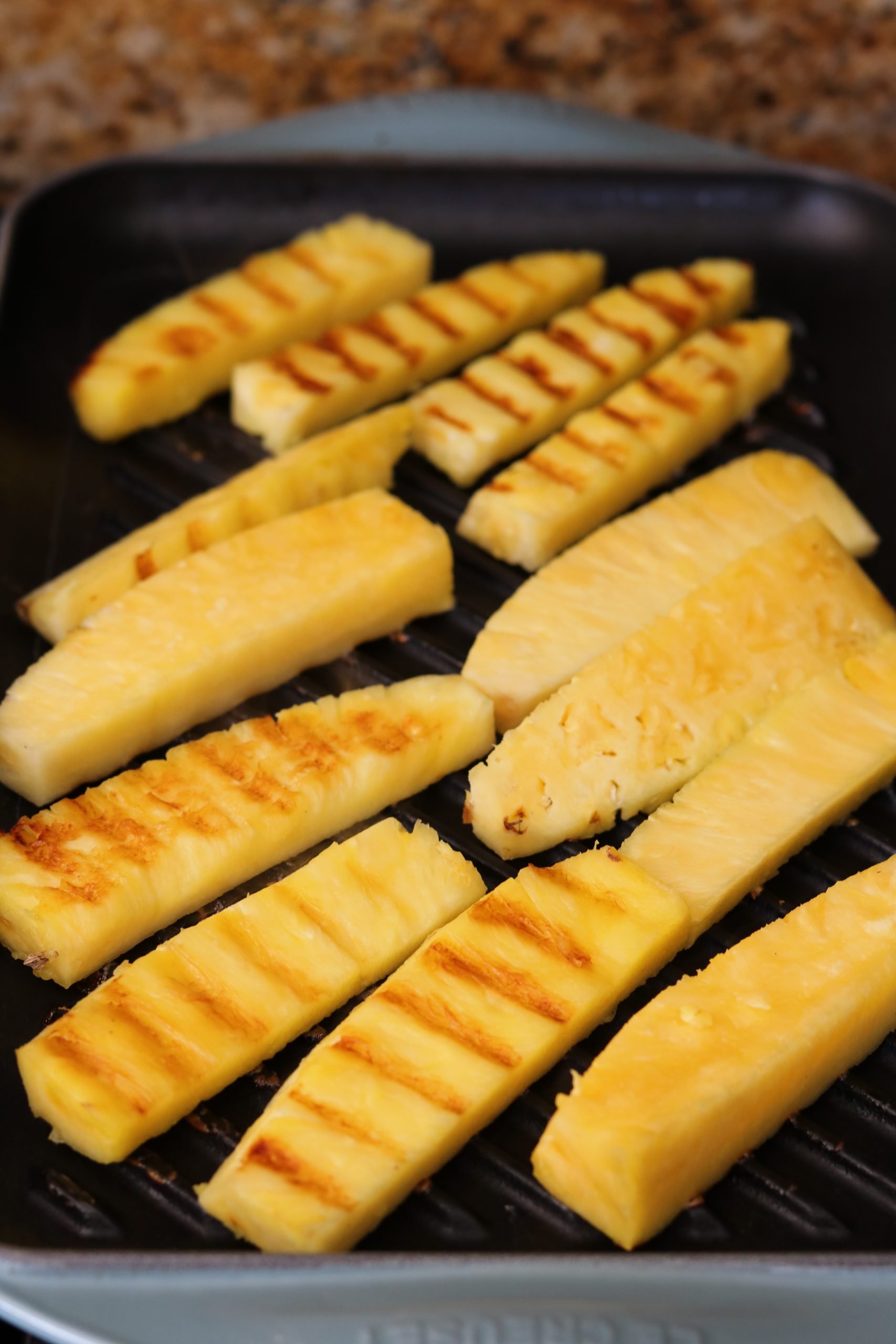grilling pineapple spears 