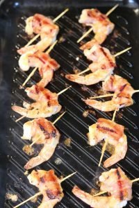 chutney glazed bacon wrapped shrimp caramelizing