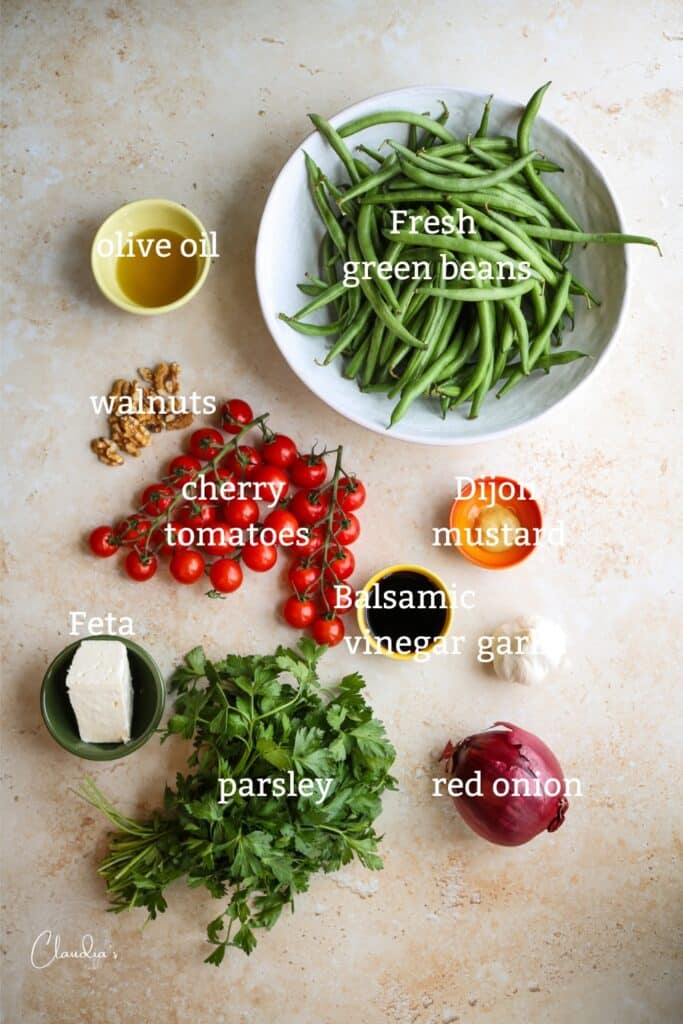 ingredients for simple green bean salad 