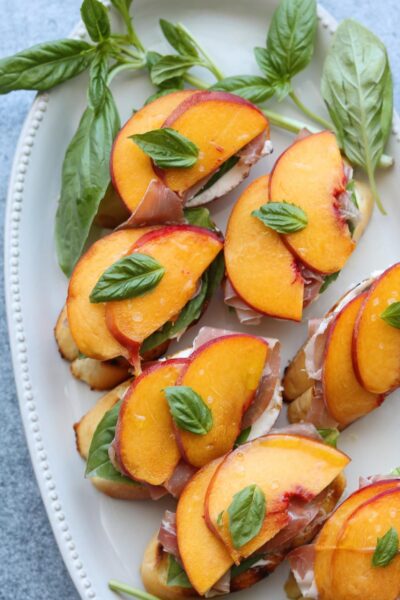 Peach Prosciutto and Mascarpone Crostini