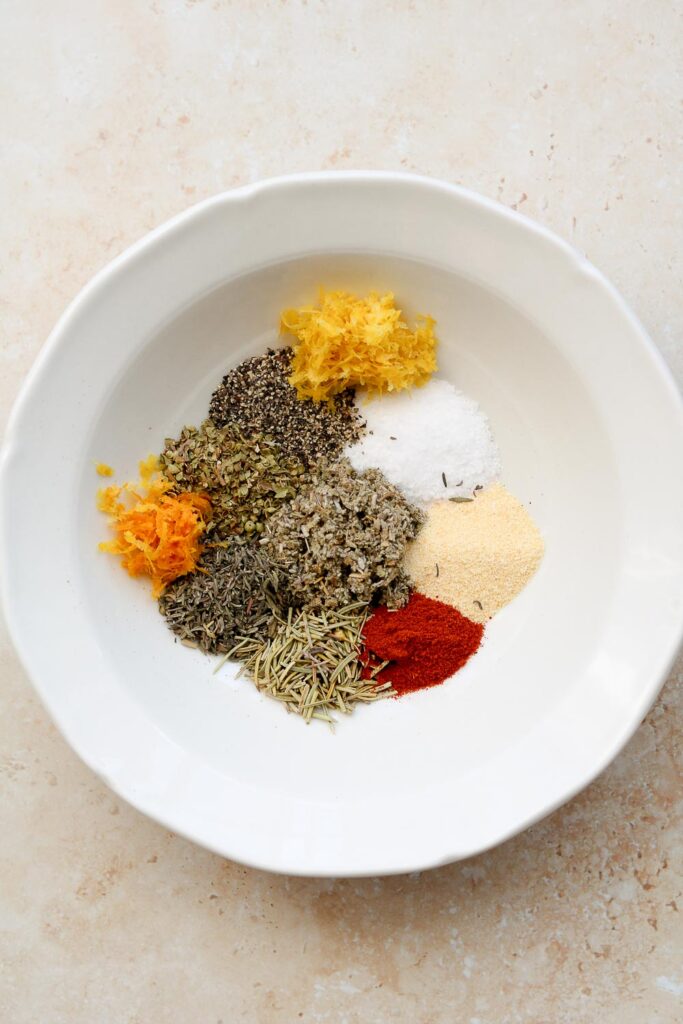 spices in bowl for citrus herb blend