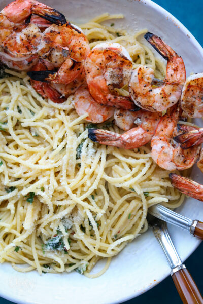 Roasted Garlic and Shrimp Spaghetti – Claudia's Table