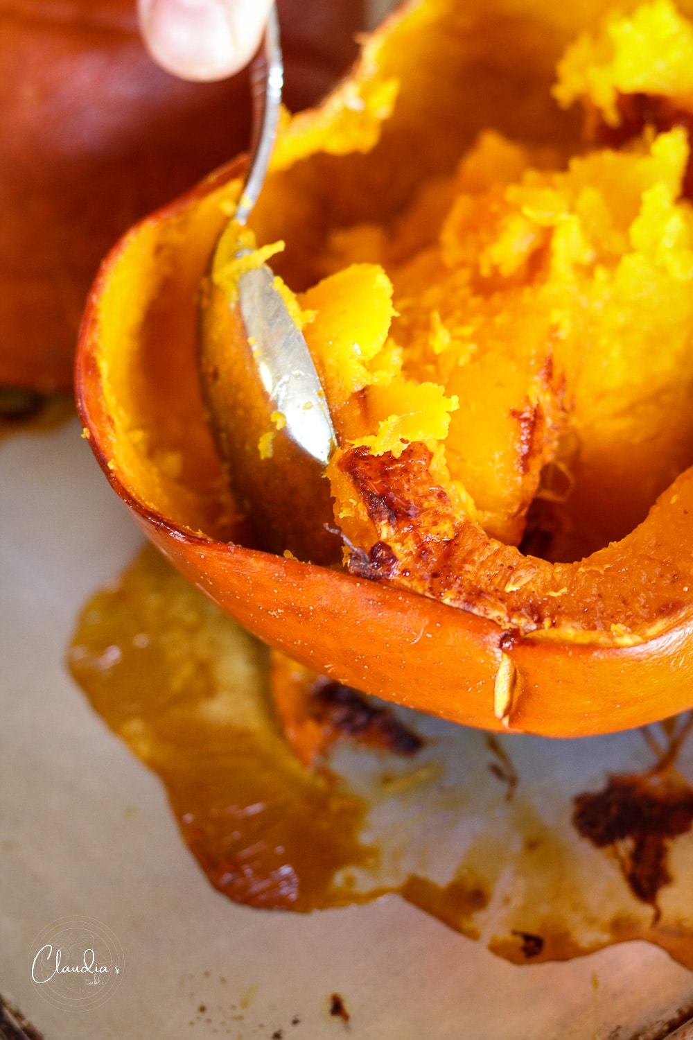 how to remove pumpkin flesh from skin for pumpkin risotto