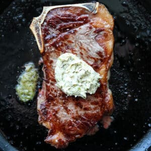 square image of charred scallion butter