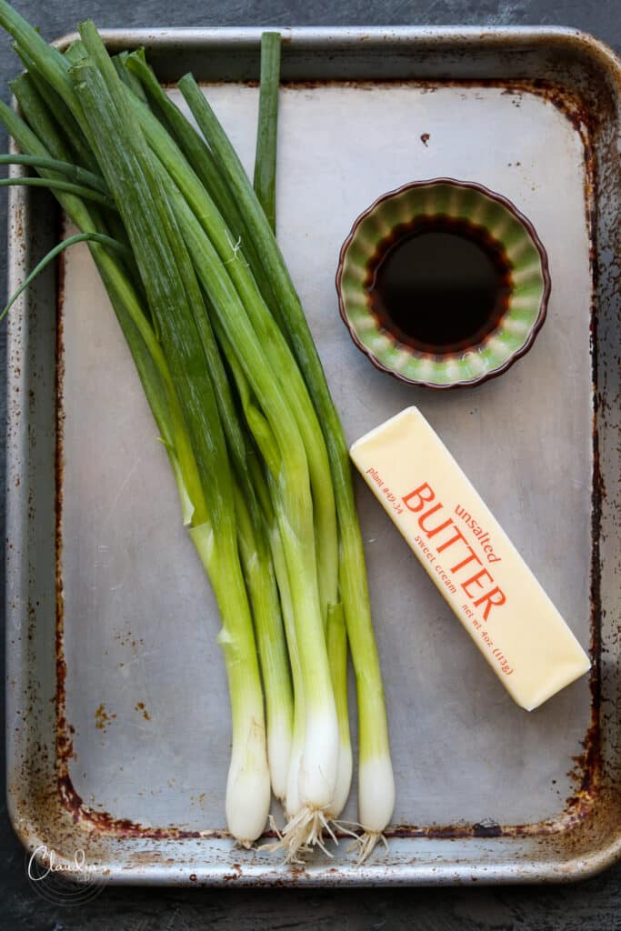 scallions, butter and soy sauce for compound butter