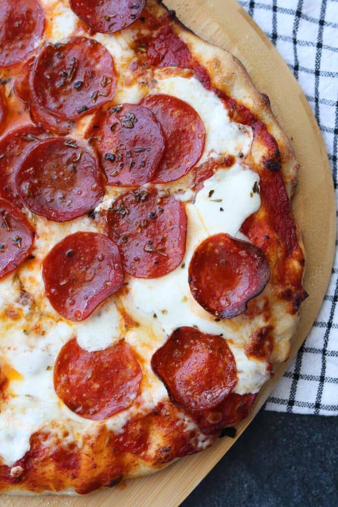 Perfect all purpose pizza dough pizza with extra pepperoni 