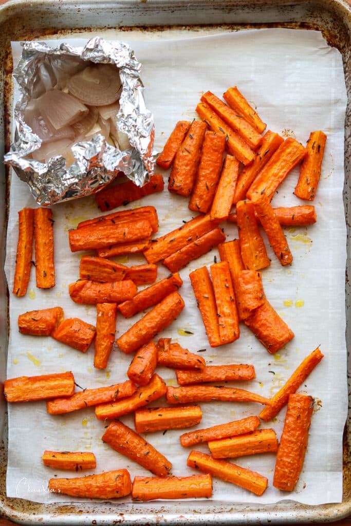 cooked carrots and shallots
