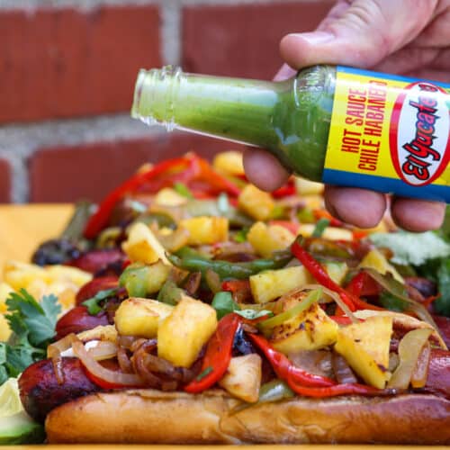 LA style street hot dogs with hot sauce