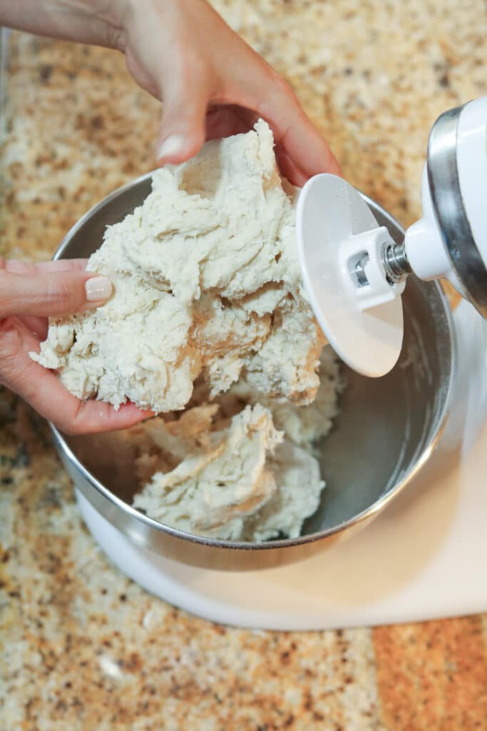 dough fully mixed in stand mixer