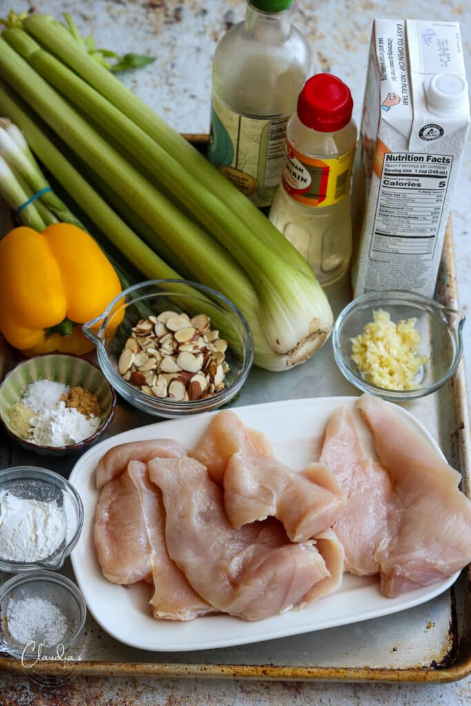 ingredients for almond chicken stirfry 
