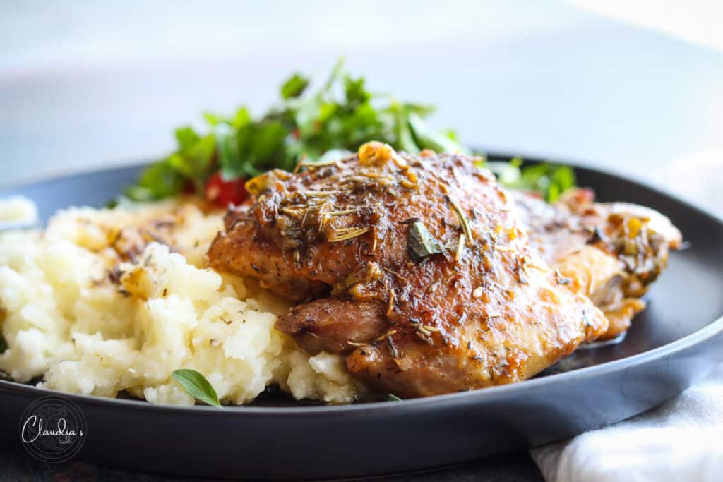 mediterranean chicken thighs with feta mashed potatoes
