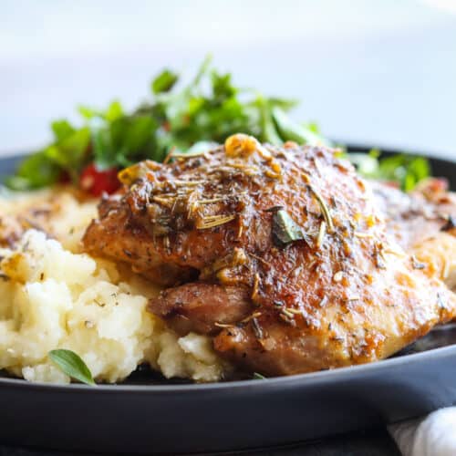 mediterranean chicken thighs with feta mashed potatoes