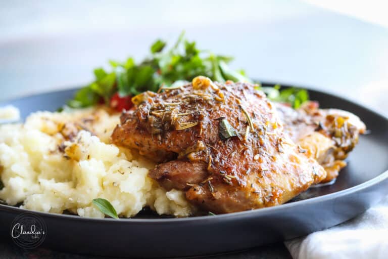 mediterranean chicken thighs with feta mashed potatoes