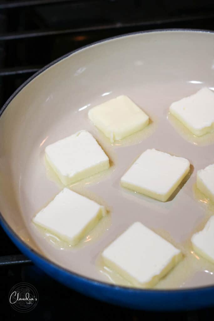 butter pieces in pan