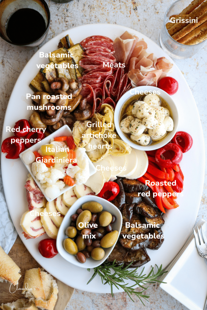 the ultimate antipasto platter with ingredient names 
