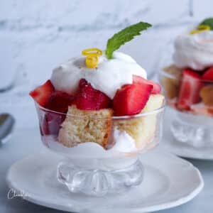 limoncello strawberries in parfait dish