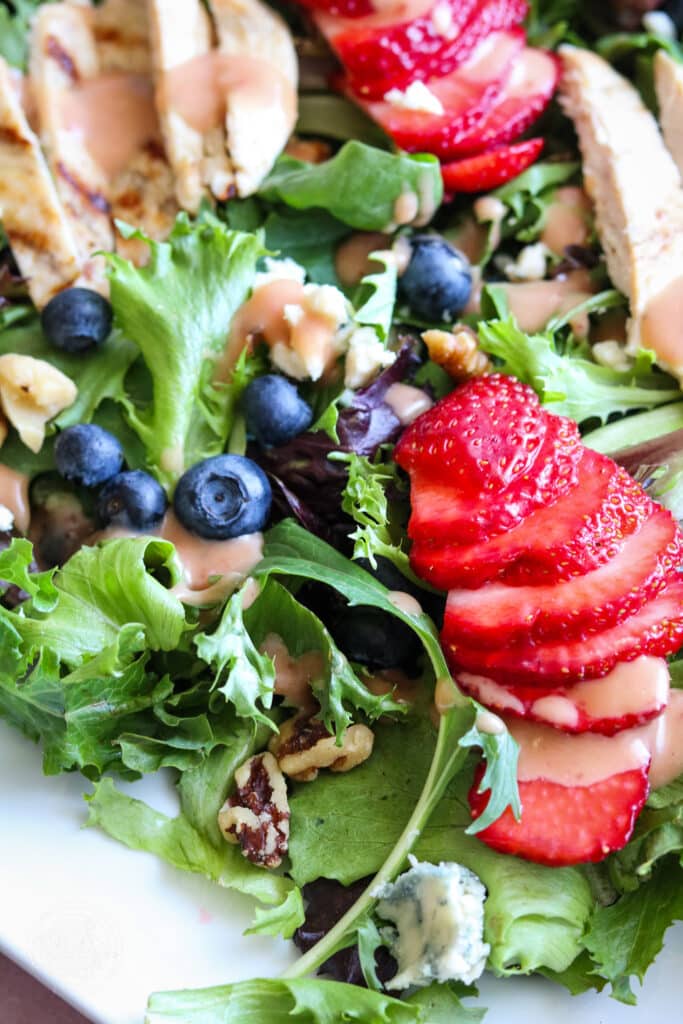 close up of summer berry salad