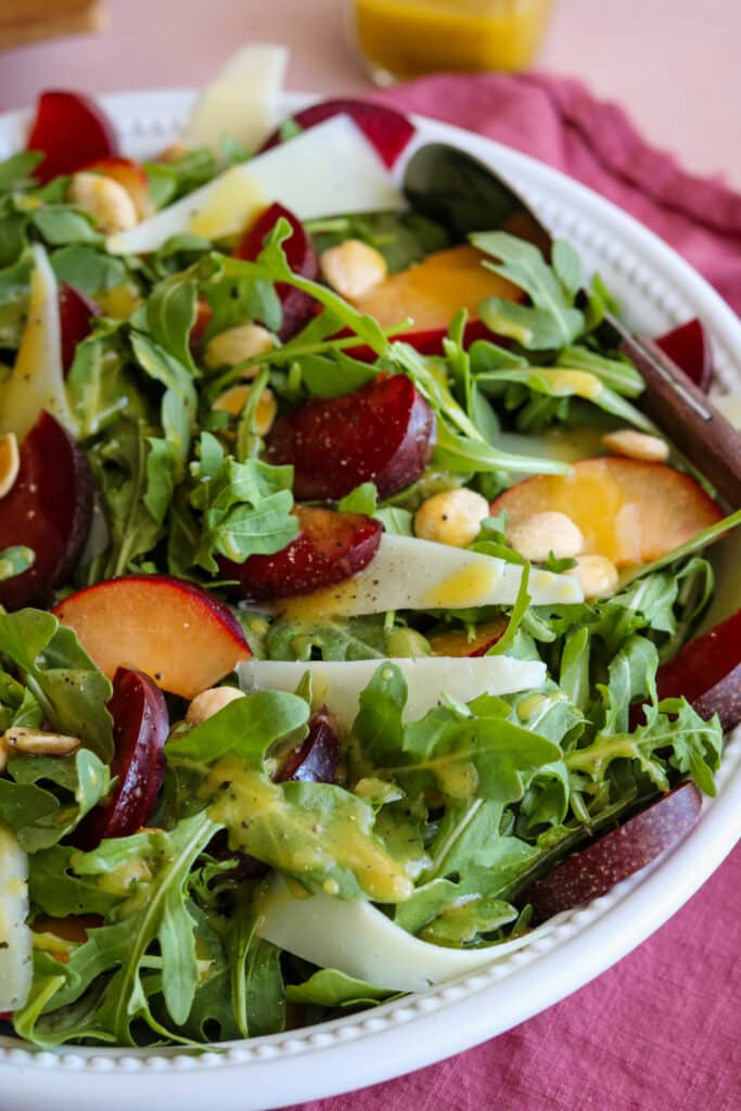 side view of plum salad