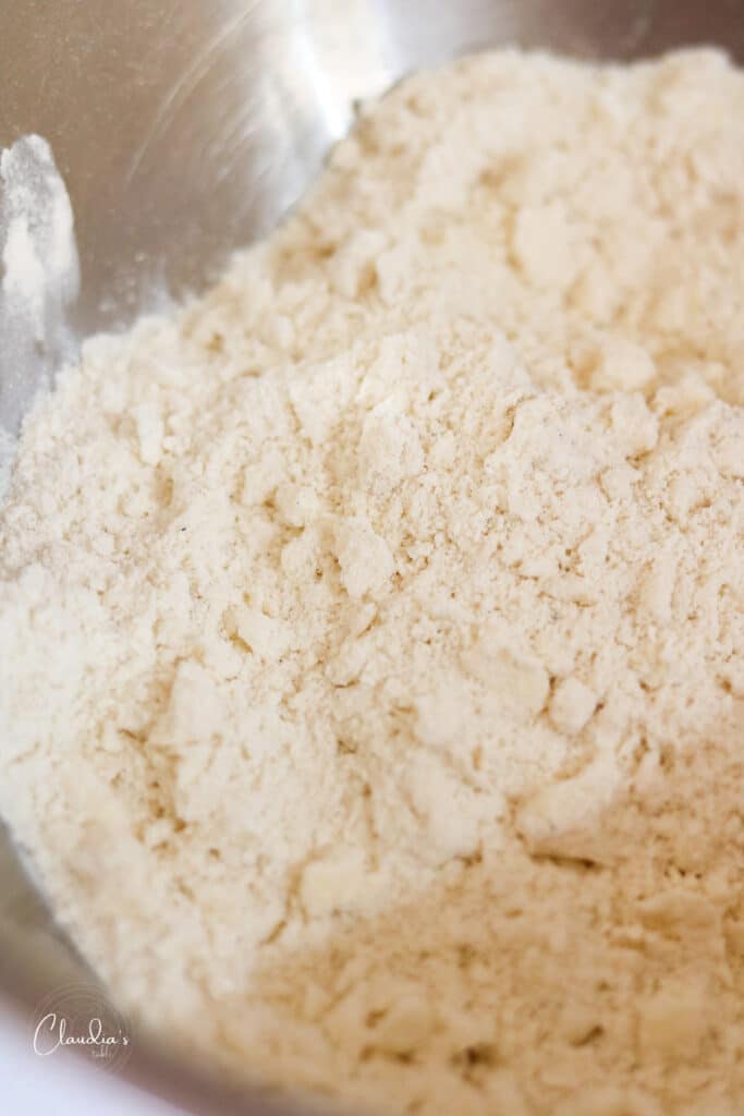 cut butter into the flour mixture - you can see the small butter chunks