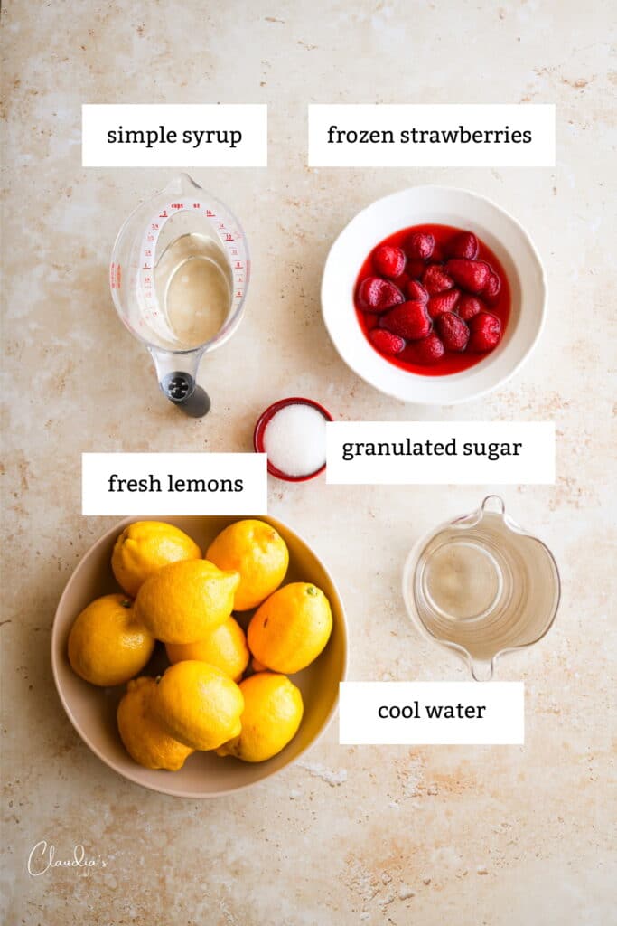 ingredients for strawberry lemonade 