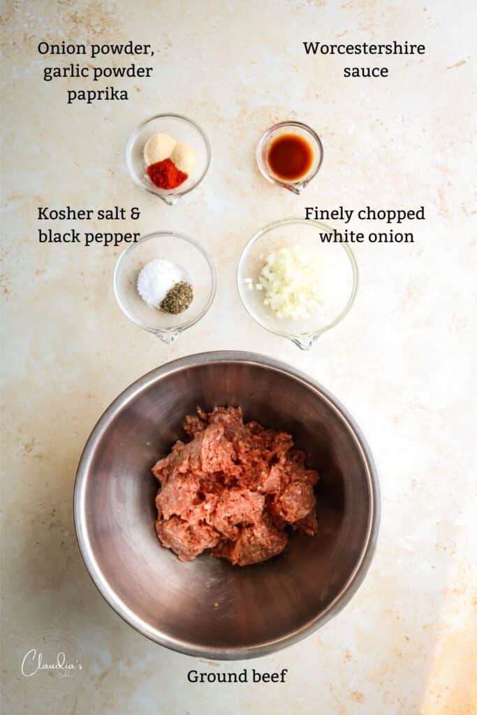 Ingredients for burger patties 