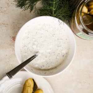 sqUARE IMAGE OF SPICY DILL PIICKLE RANCH DRESSING