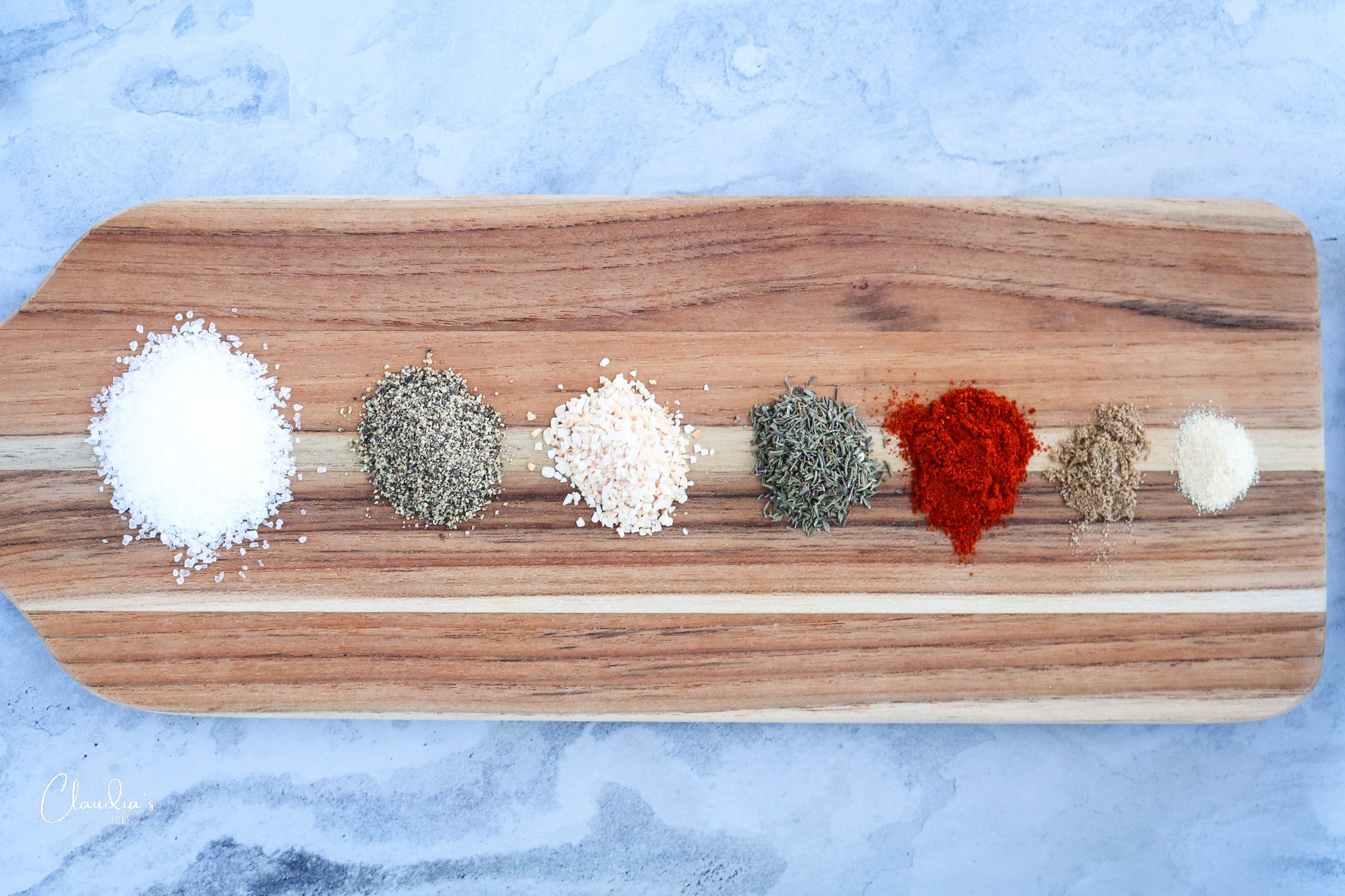 steak seasoning rub on a board