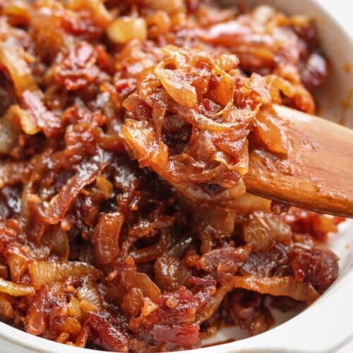 close up of bacon onion jam recipe